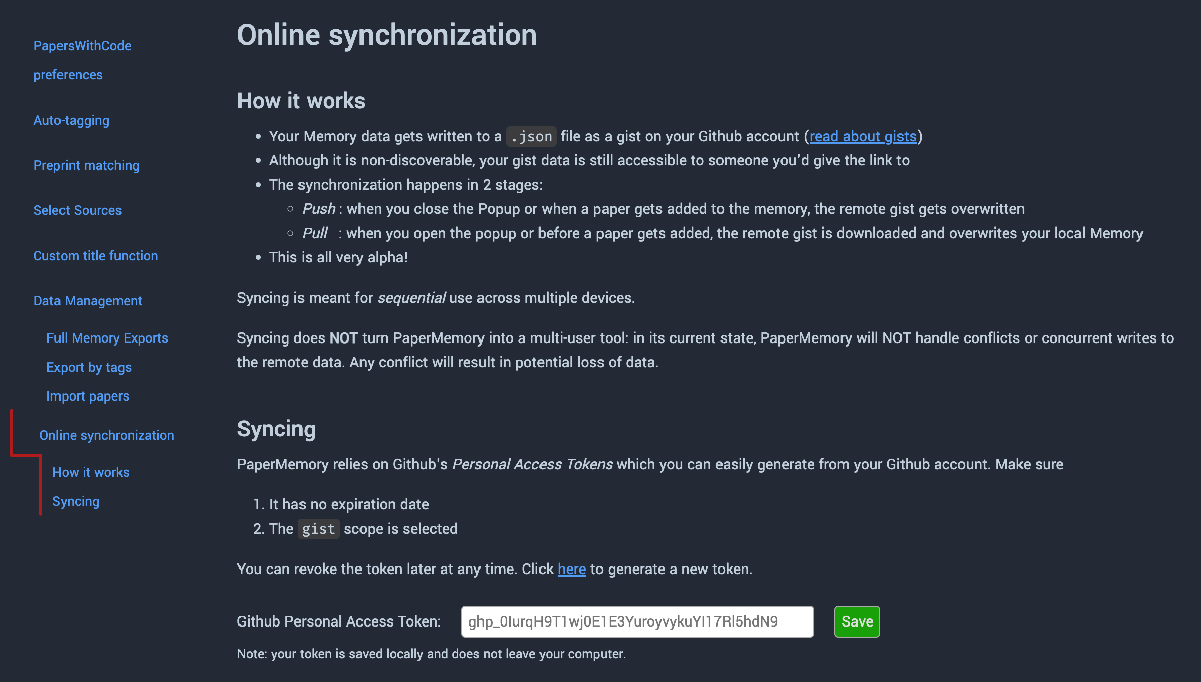 Sync screenshot